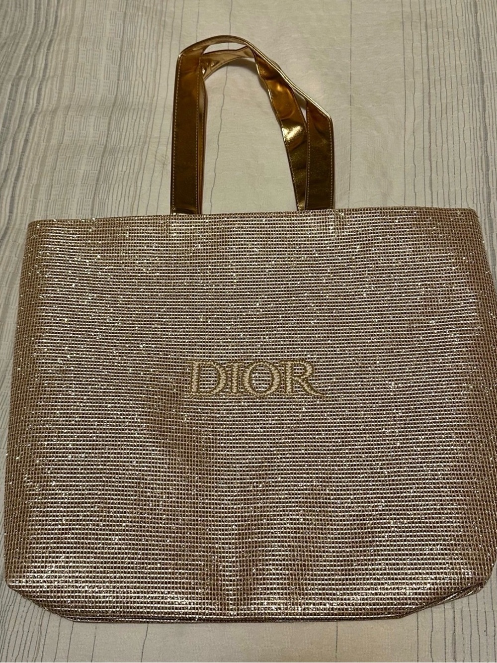 DIOR Woven Metallic Gold Medium Tote- Limited Edition GWP, NEW in plastic